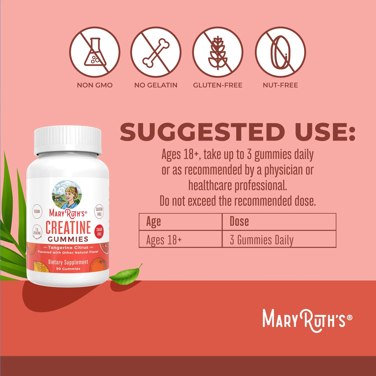 MaryRuth's Creatine Gummies kreatin 3 g tangerin