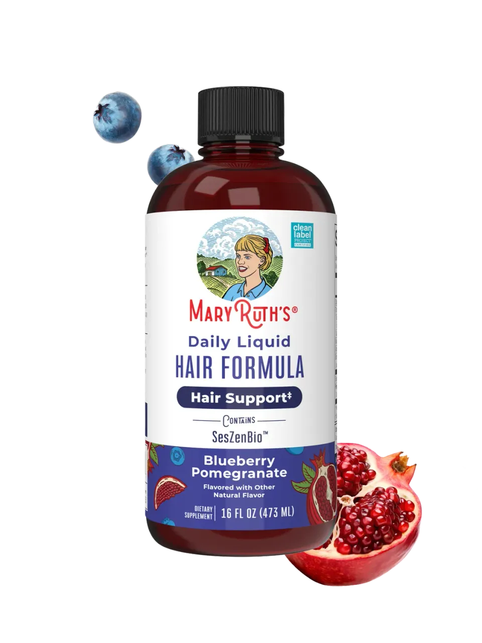 MaryRuth's Daily Liquid Hair Formula flytende hårvitamin blåbær