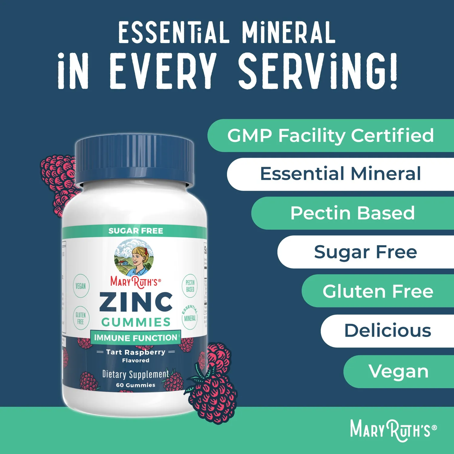 MaryRuth's Zinc Gummies sink gummies bringebær immunforsvar