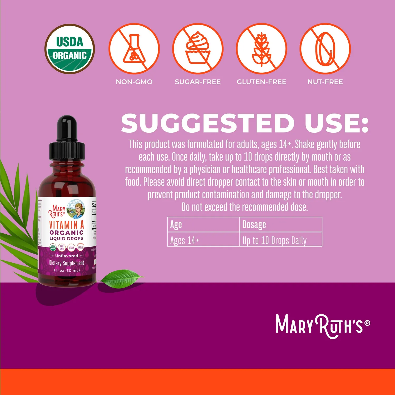 MaryRuth's Vitamin A Organic Liquid Drops dråper 90 doser