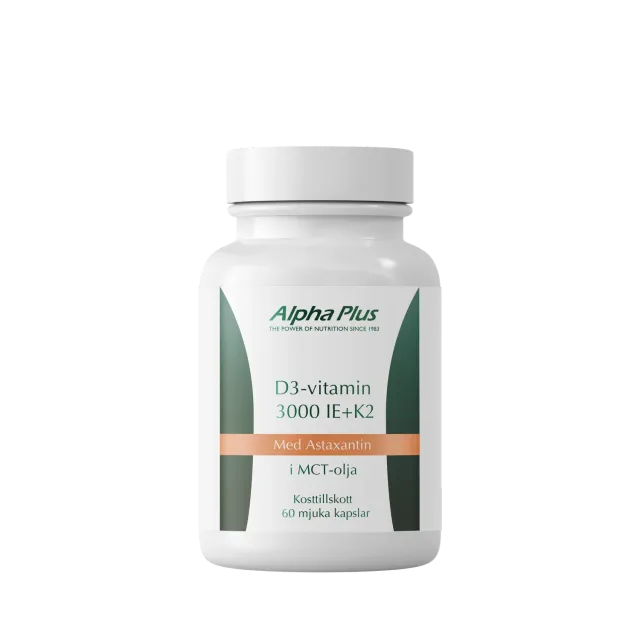 A+ Multivitamin D3 3000 IE + K2 kapsler 60 stk MCT