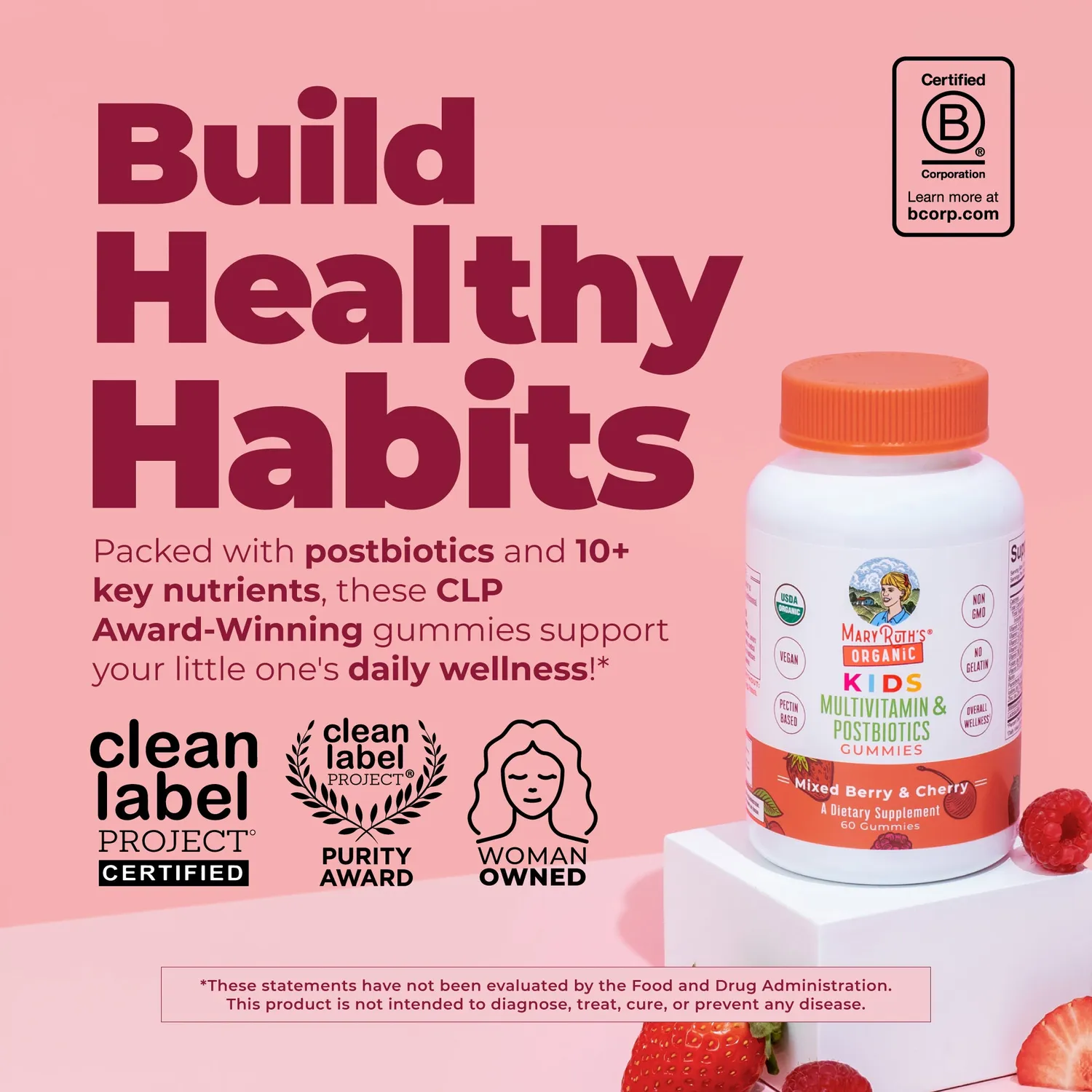 MaryRuth's Organic Kids Multivitamin gummies barn 60 bær