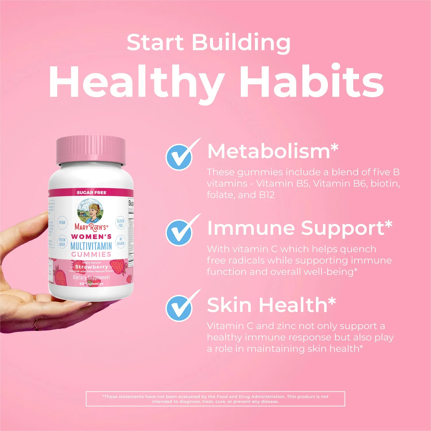 MaryRuth's Women's Multivitamin vingummi jordbær 30 doser vegansk
