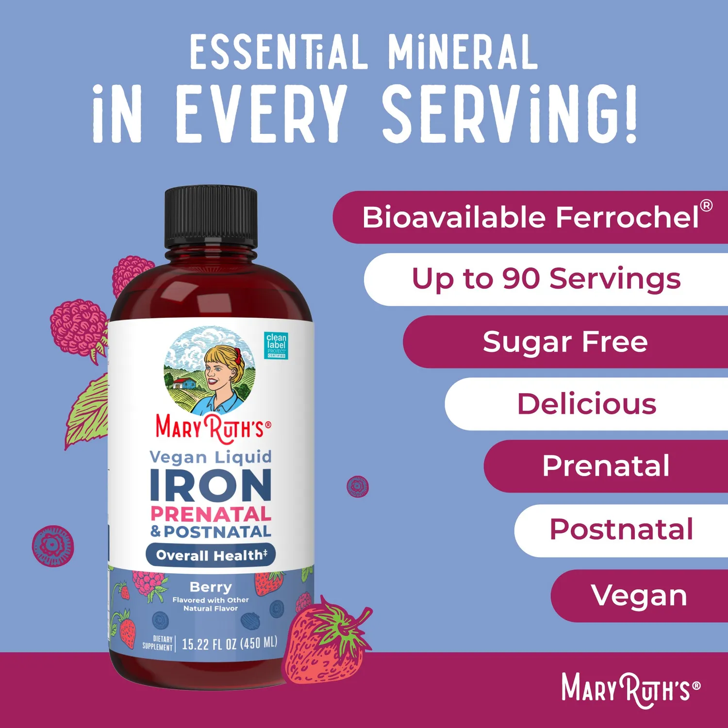 MaryRuth's Prenatal Postnatal Liquid Iron flytende 30 doser