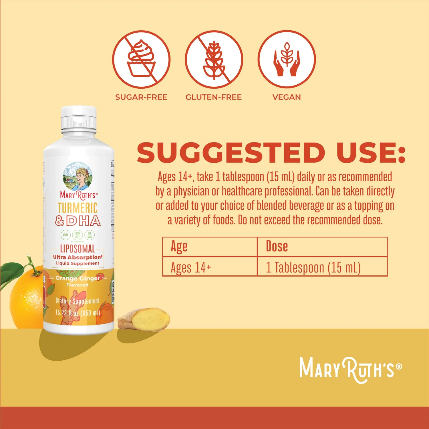MaryRuth's Turmeric DHA Liposomal flytende gurkemeie