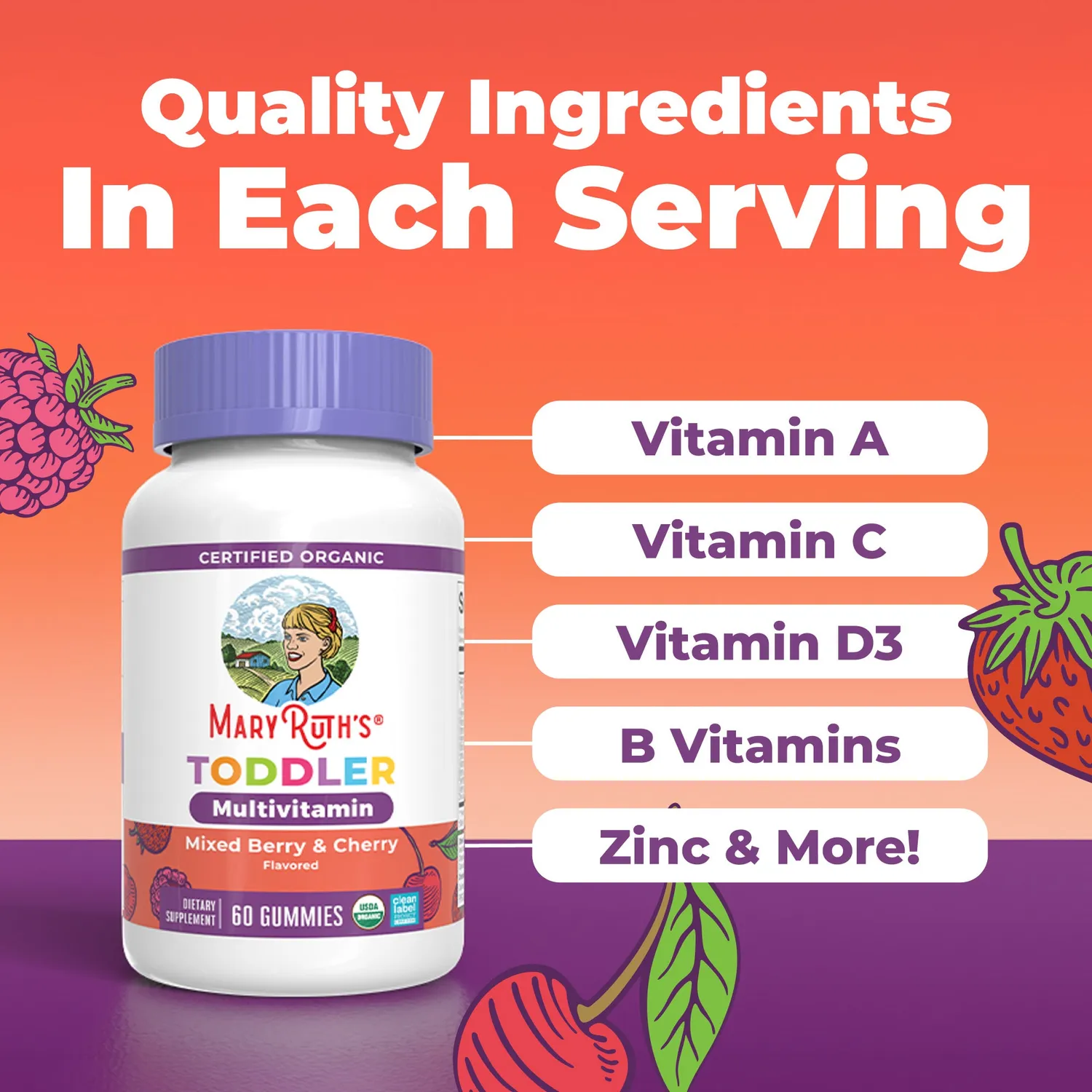 MaryRuth's Toddler Multivitamin vitamingummi bær