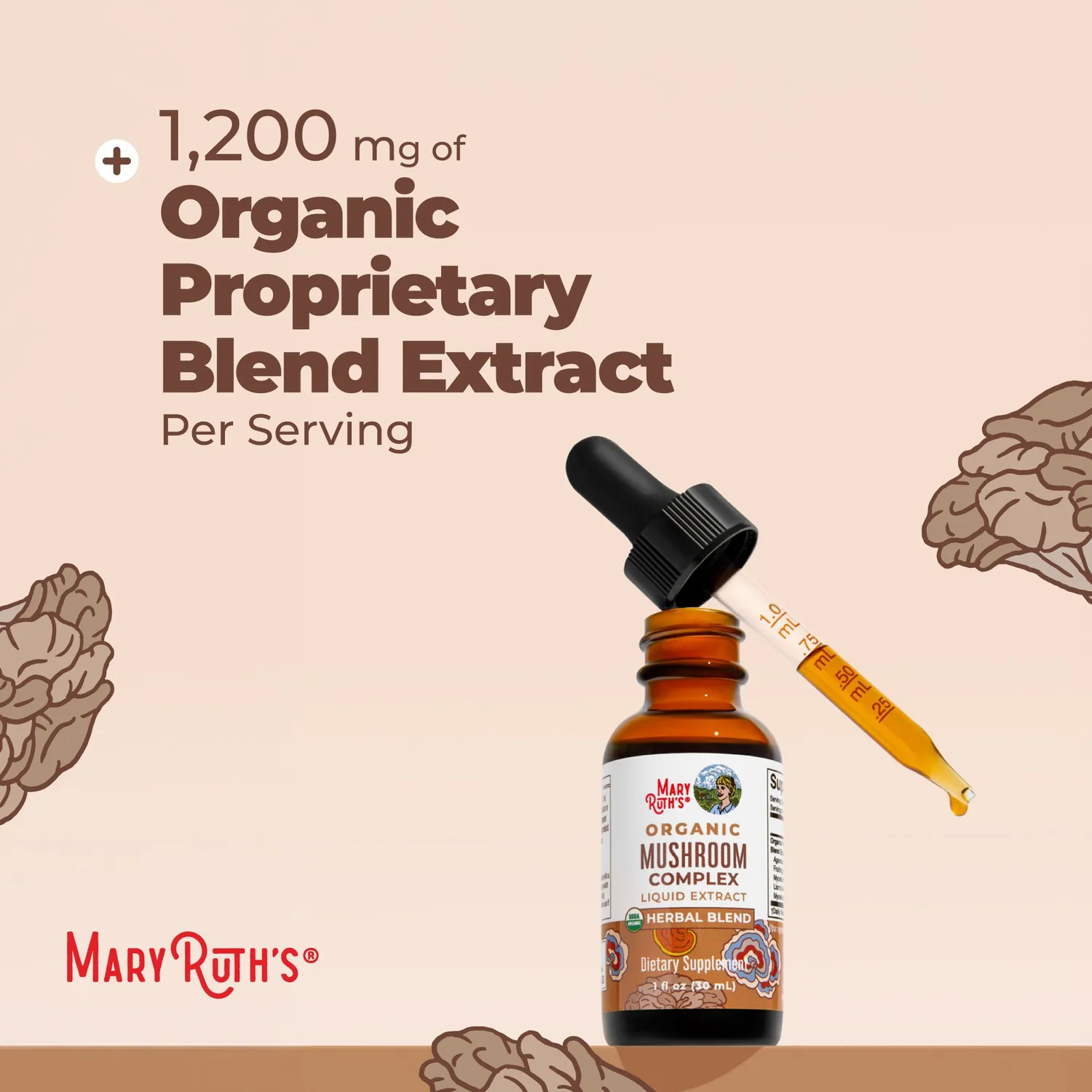 MaryRuth's Mushroom Complex soppdråper 6 sopper 30 doser