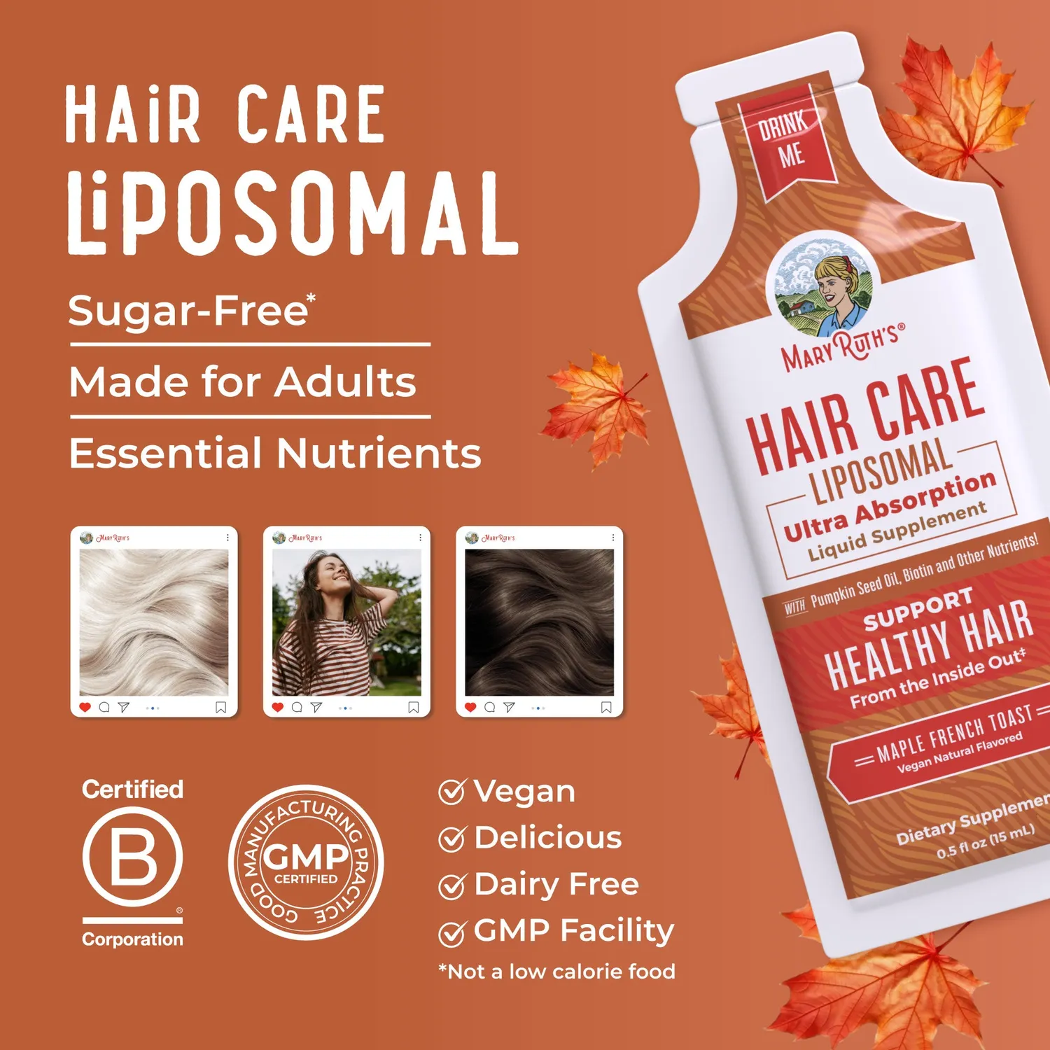 MaryRuth's Hair Care liposomal hårtilskudd 14 poser toast