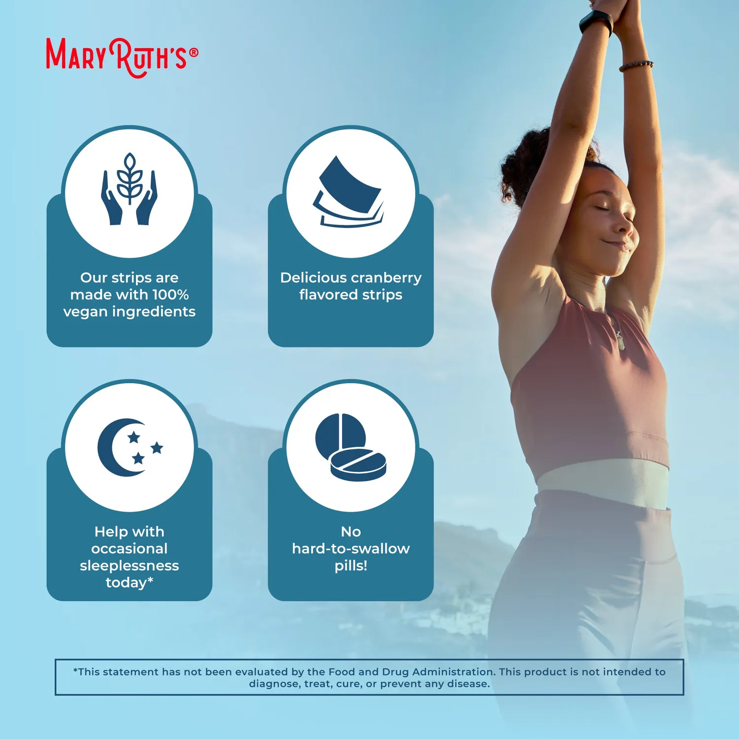 MaryRuth's Sleep Dissolving Strips sovestrips tranebær 30