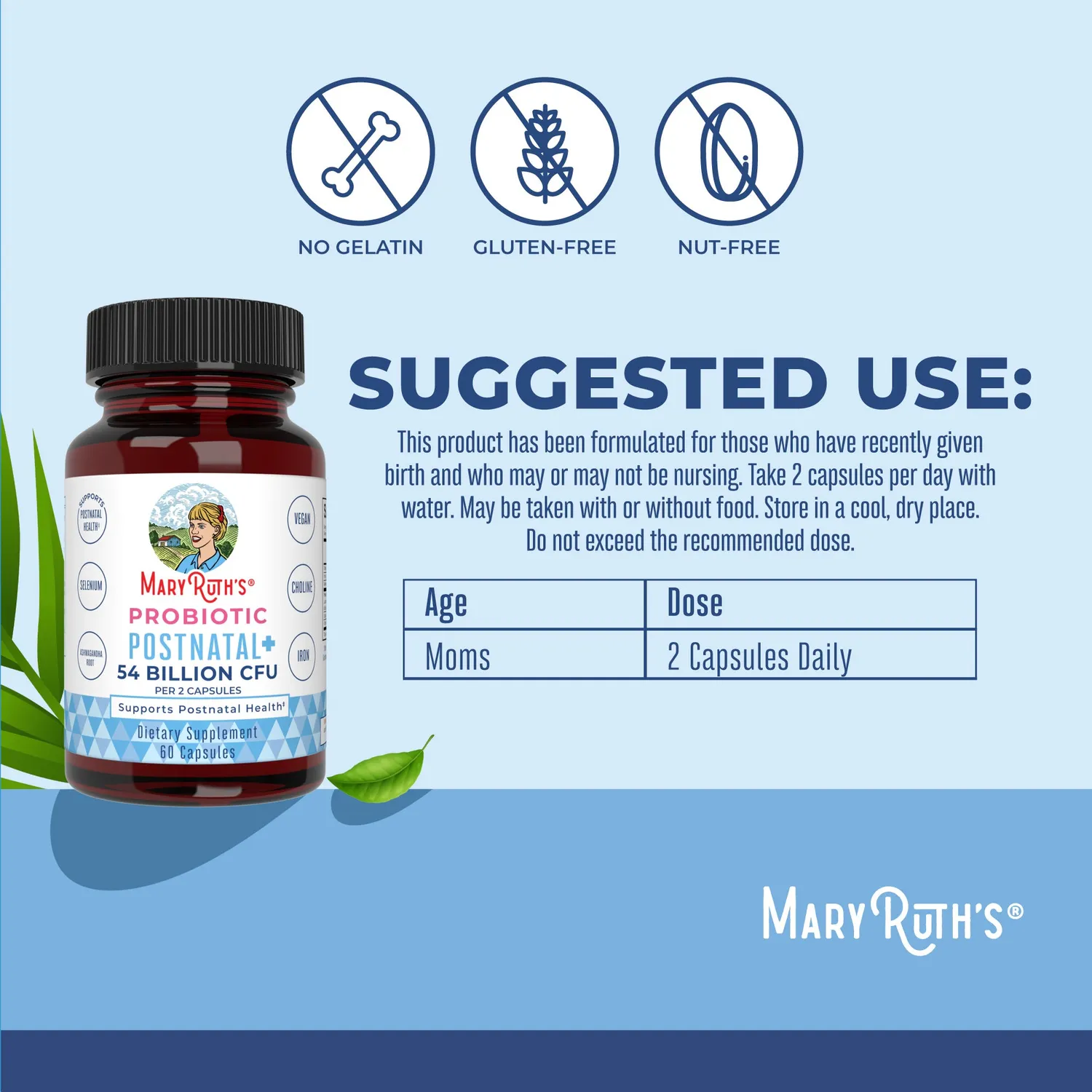 MaryRuth's Postnatal+ probiotikakapsler jern