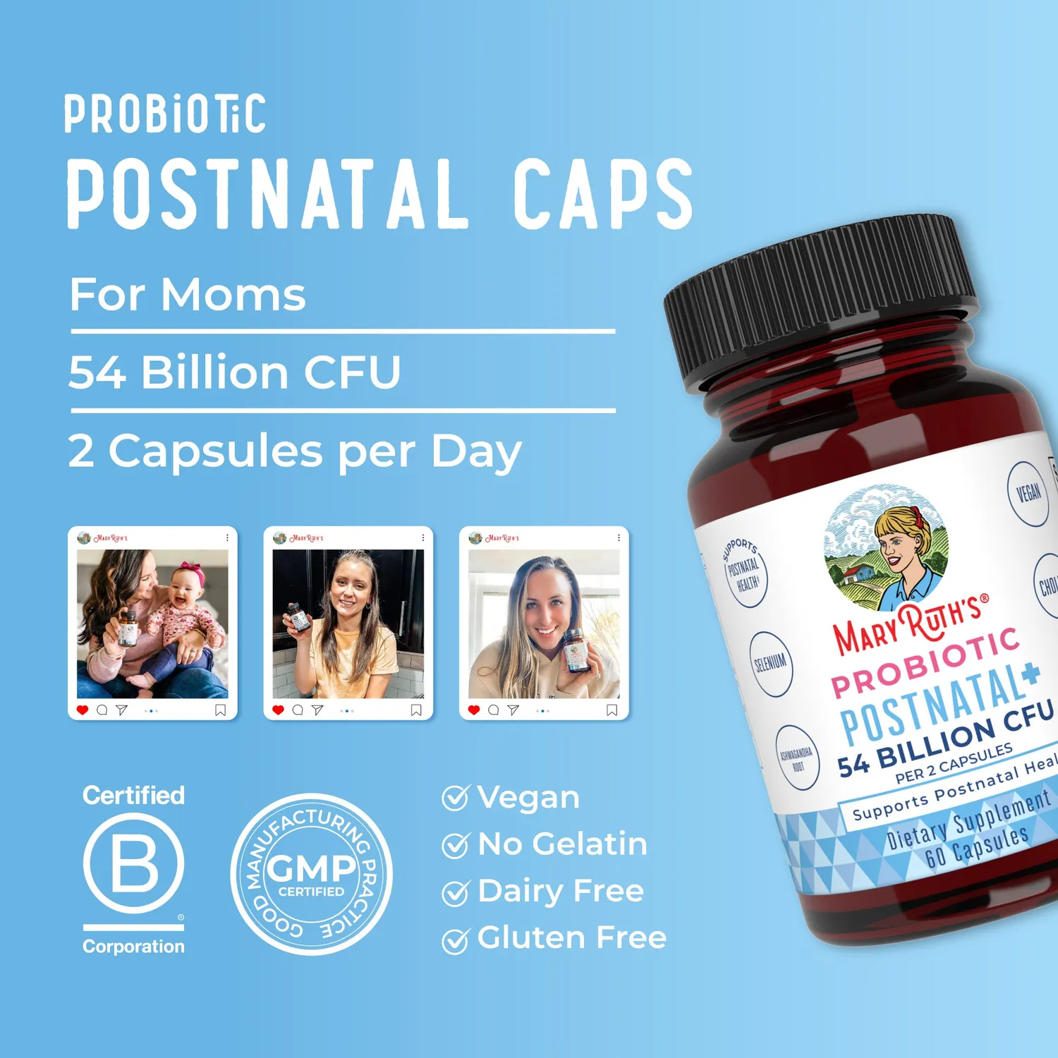 MaryRuth's Postnatal+ probiotikakapsler jern