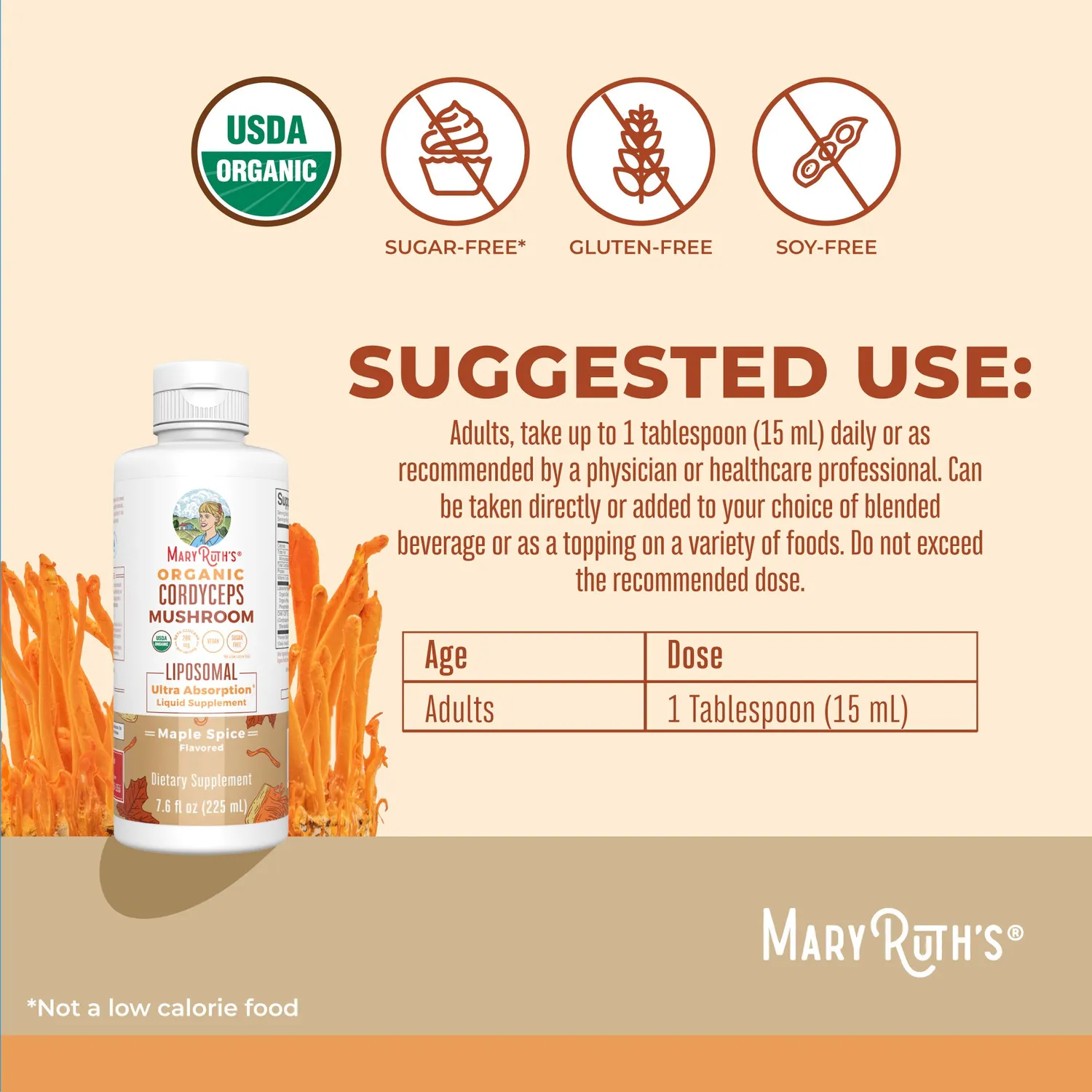 MaryRuth's Organic Cordyceps Mushroom liposomal lønnesmak