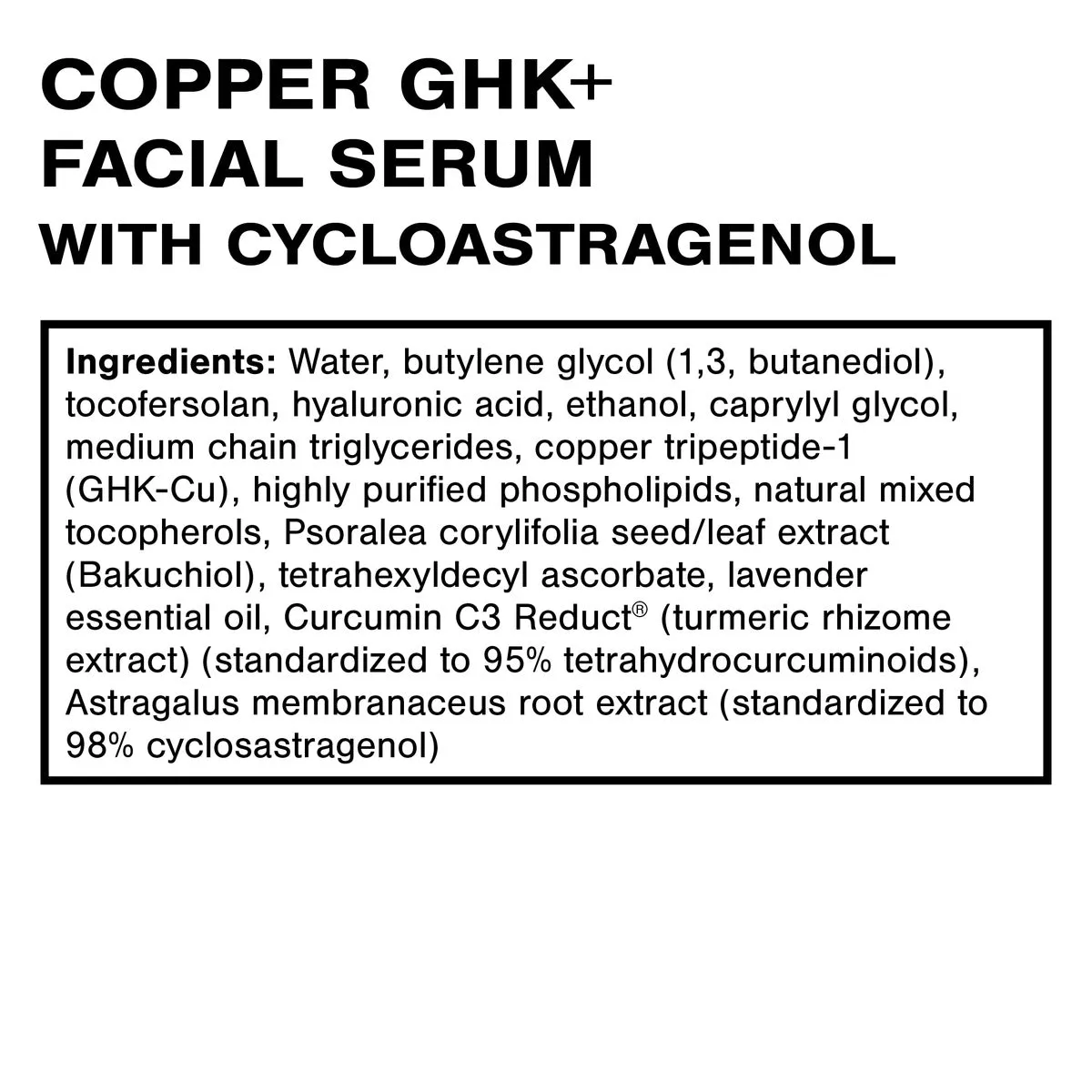 Quicksilver Copper GHK+ ansiktsserum med cycloastragenol