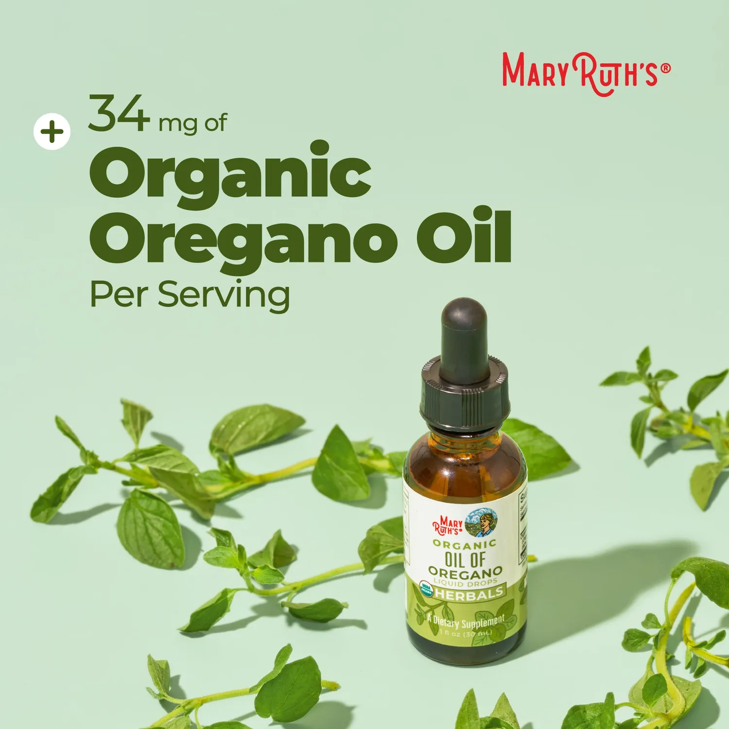 MaryRuth's Oil of Oregano dråper økologisk 30 doser