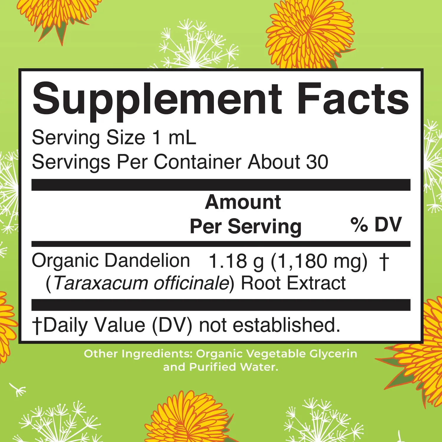 MaryRuth's Organic Dandelion Root Liquid Extract dråper alkoholfri
