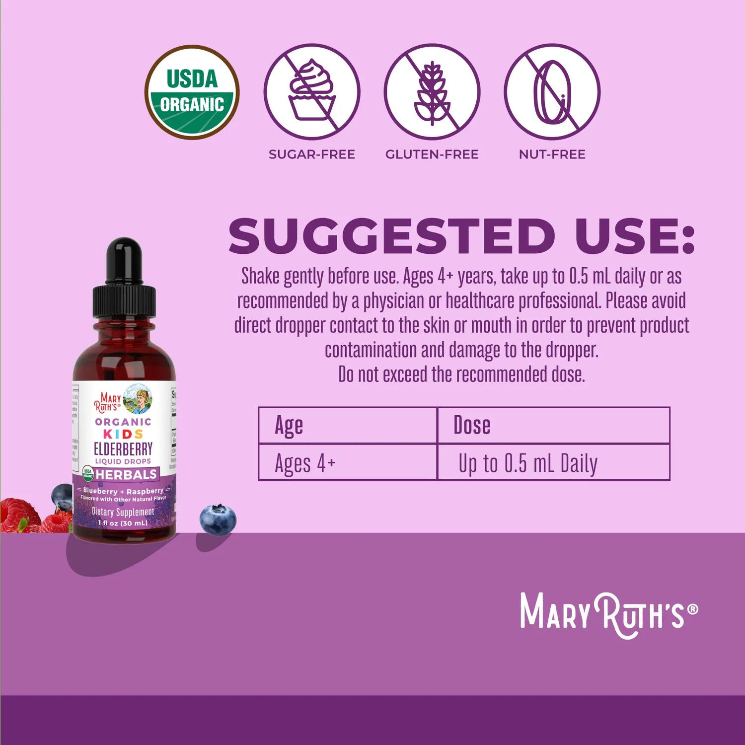 MaryRuth's Kids Elderberry dråper økologisk 60 doser