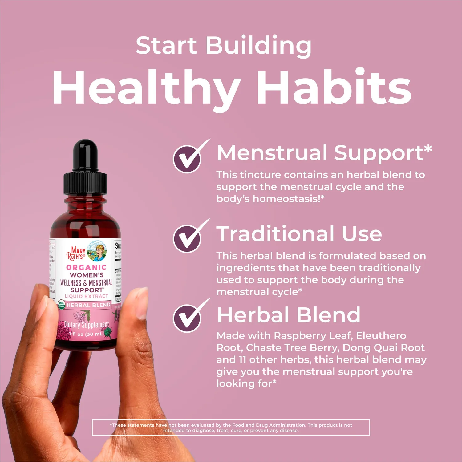 MaryRuth's Women's Wellness menstruasjonsdråper økologisk 30 doser
