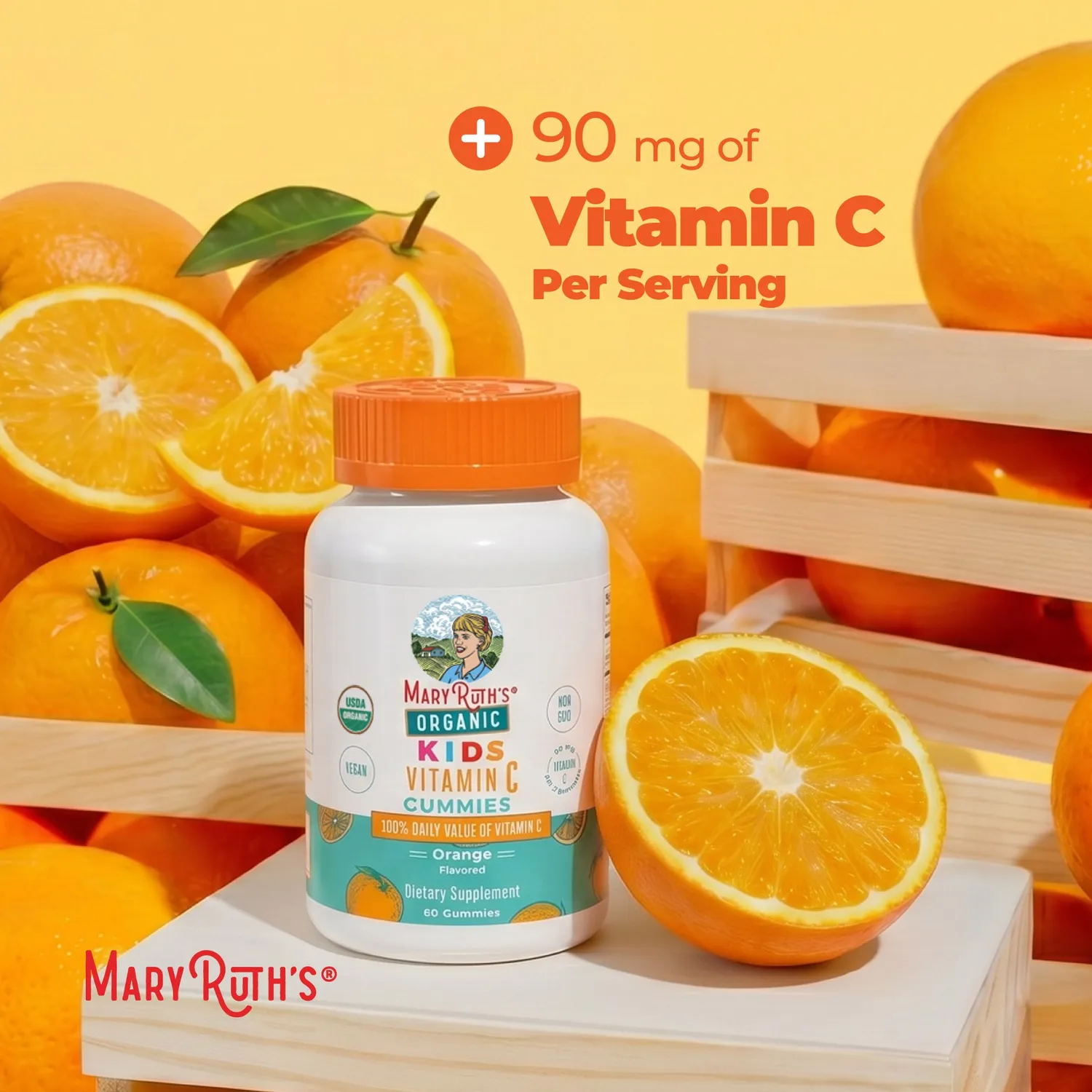 MaryRuth's Organic Kids Vitamin C Gummies tyggetablett appelsin 60 stk