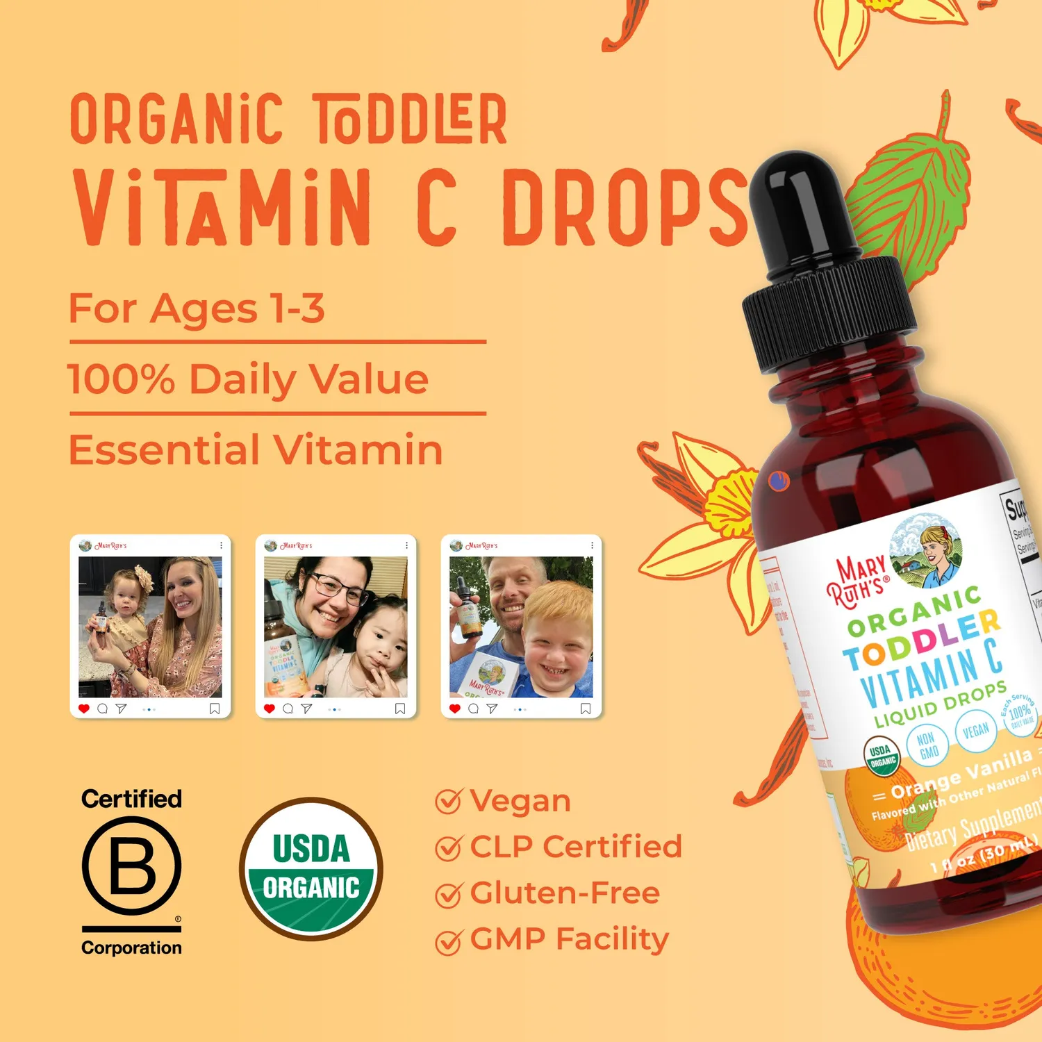 MaryRuth's Toddler Vitamin C dråper 1-3 år organisk