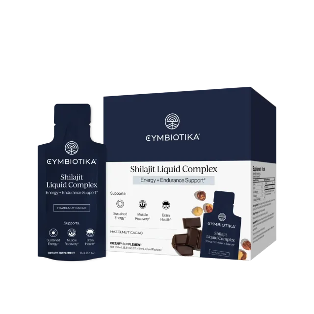 Cymbiotika Shilajit Liquid Complex tilskudd kakao energi