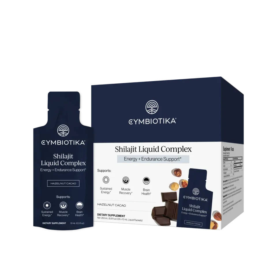 Cymbiotika Shilajit Liquid Complex tilskudd kakao energi