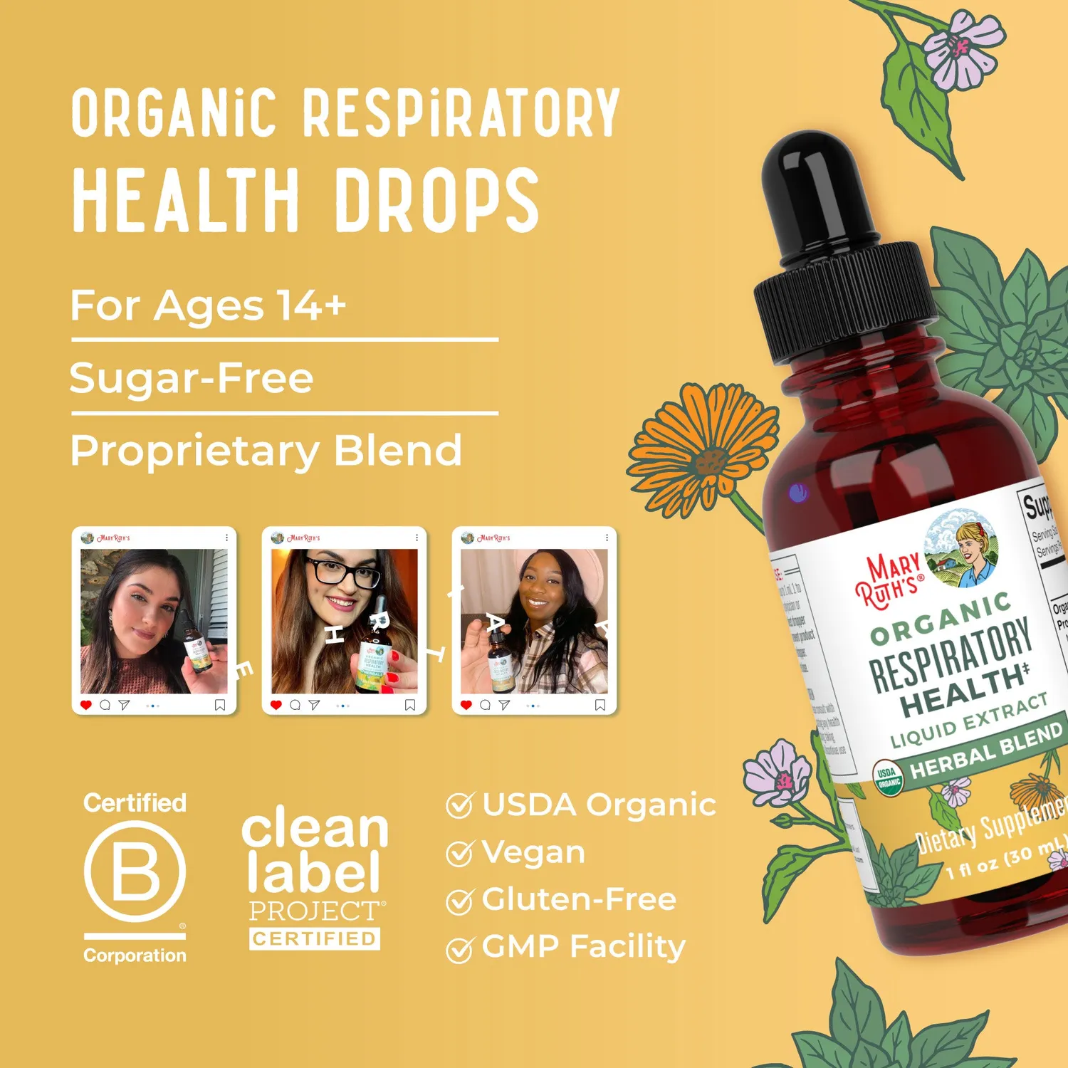 MaryRuth's Organic Respiratory Health Herbal Blend dråper 30 doser