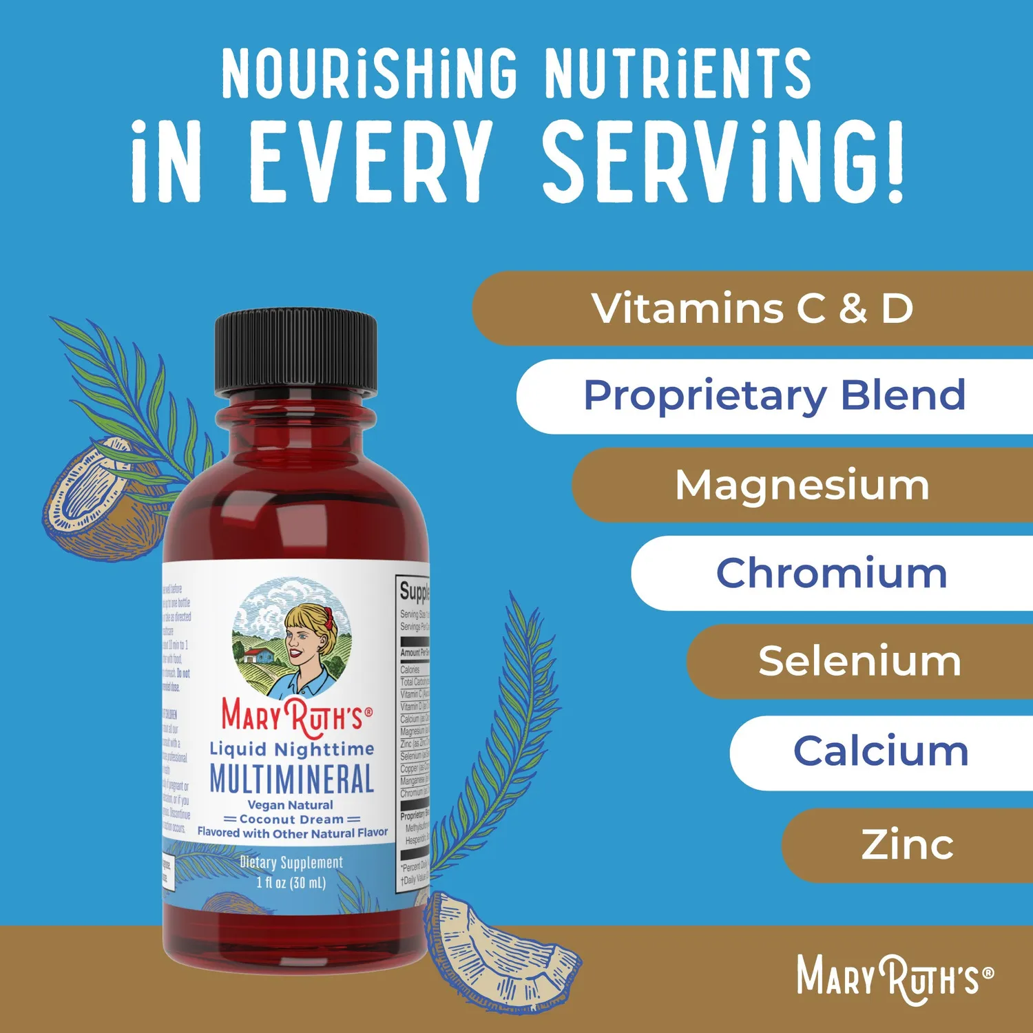 MaryRuth's Nighttime Multimineral kokos 8x30 ml