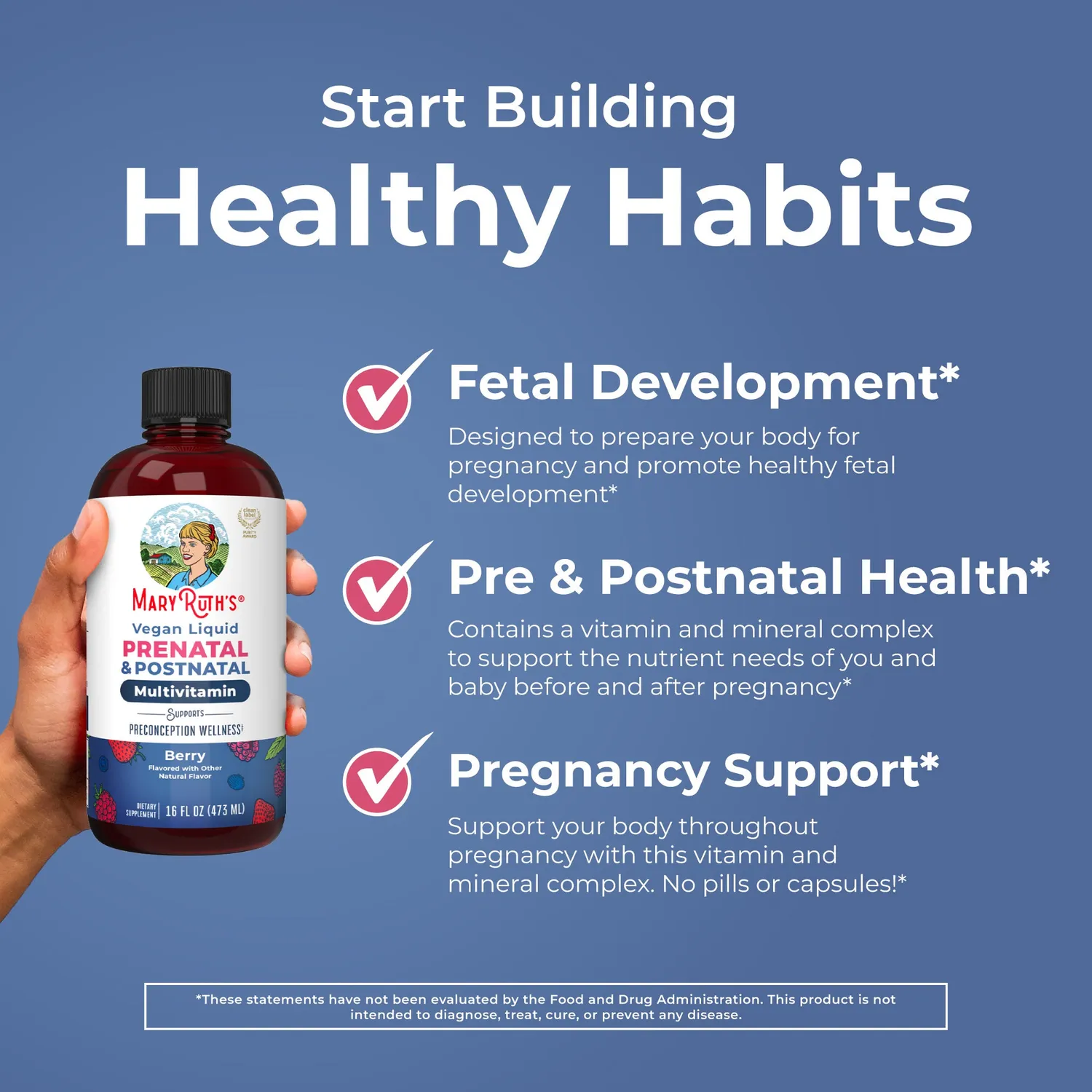 MaryRuth's Prenatal flytende multivitamin bær folat