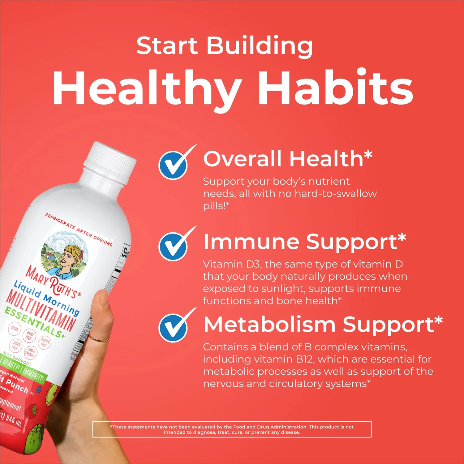MaryRuth's Essentials+ morgenmultivitamin flytende hyllebær familie