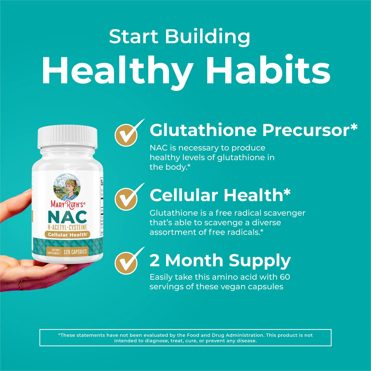 MaryRuth's N-acetyl-cysteine NAC kapsler 120 stk