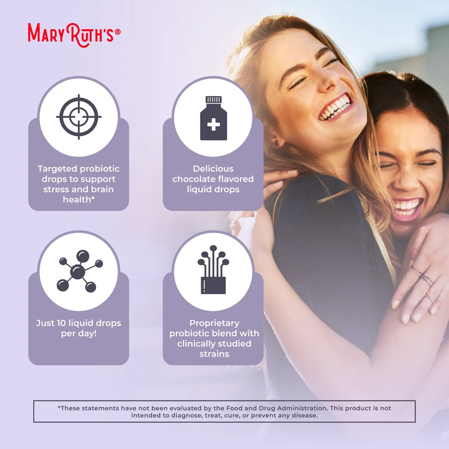 MaryRuth's Women's Precision Probiotika dråper sjokolade stress