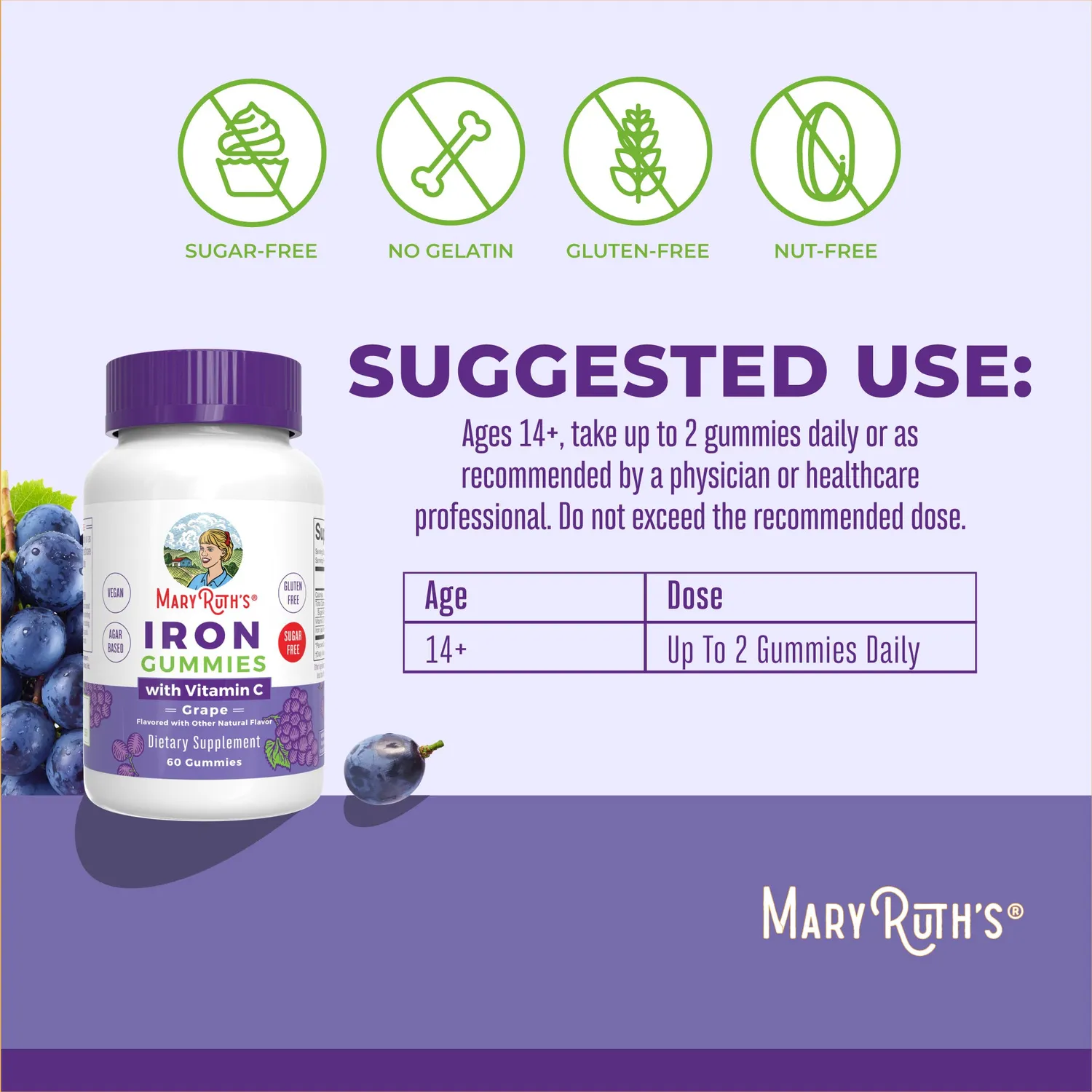 MaryRuth's Iron Gummies jerngummi sukkerfri vitamin C