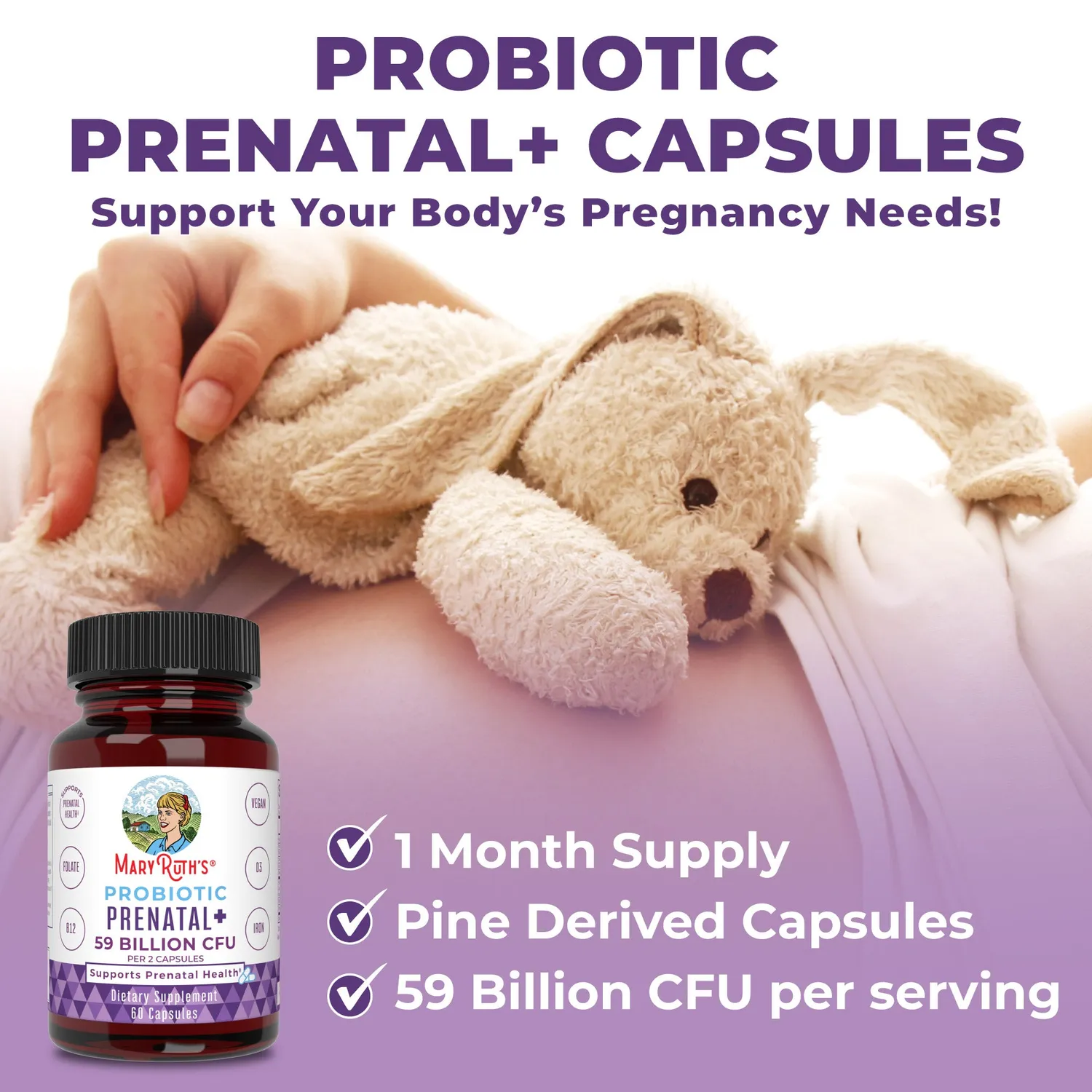 MaryRuth's Probiotic Prenatal+ kapsler gravid 30 doser folat