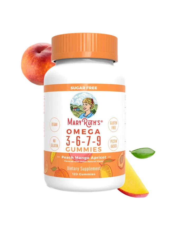 MaryRuth's Omega 3-6-7-9 gummies fersken-mango 120 stk