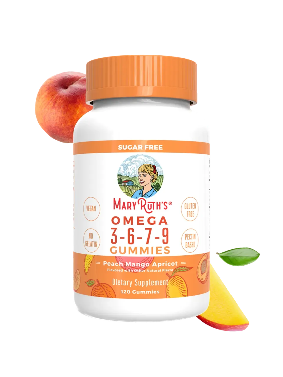 MaryRuth's Omega 3-6-7-9 gummies fersken-mango 120 stk