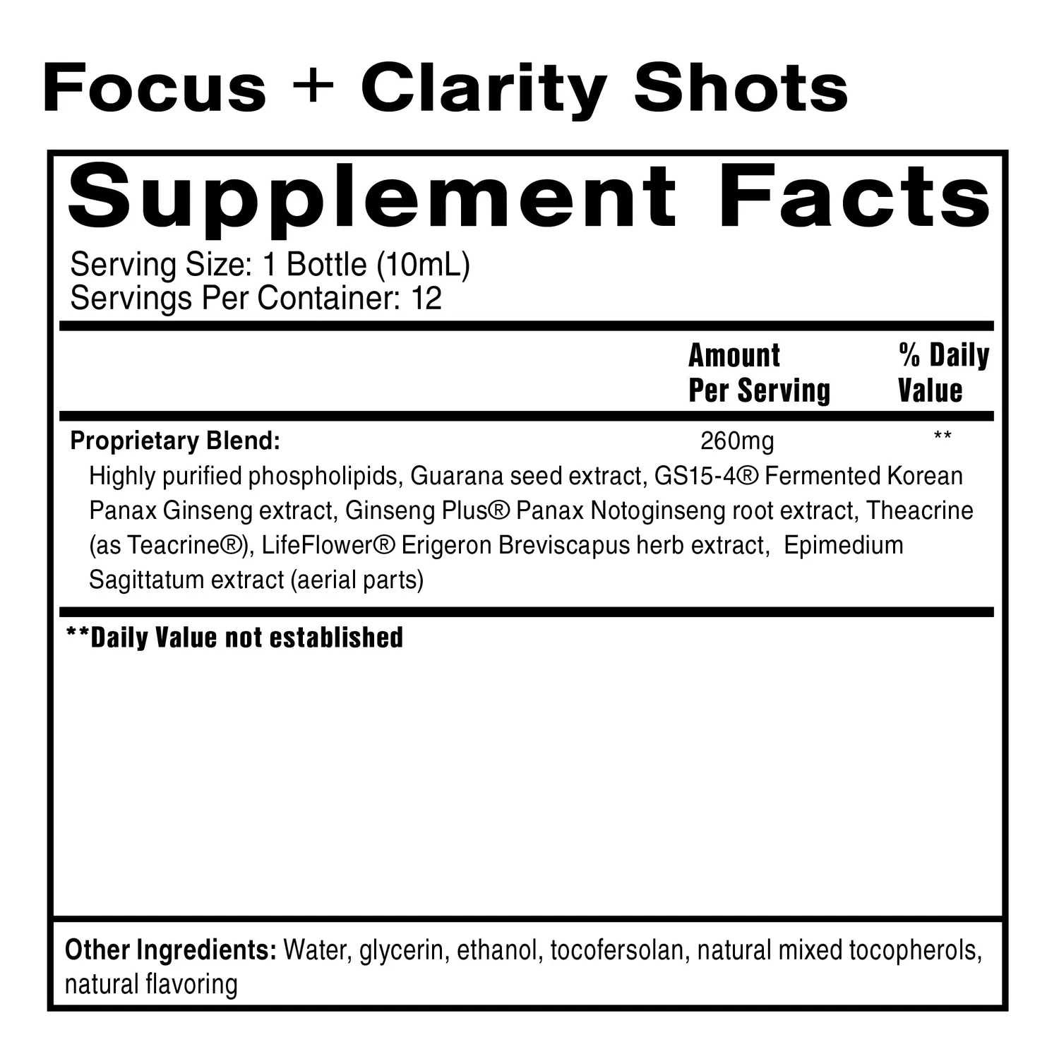 Quicksilver Scientific Focus + Clarity Shots 12x10 ml bringebær