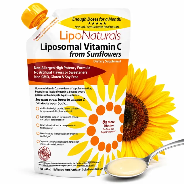 LipoNaturals Liposomal Vitamin C flytende 15oz 30 doser solsikke