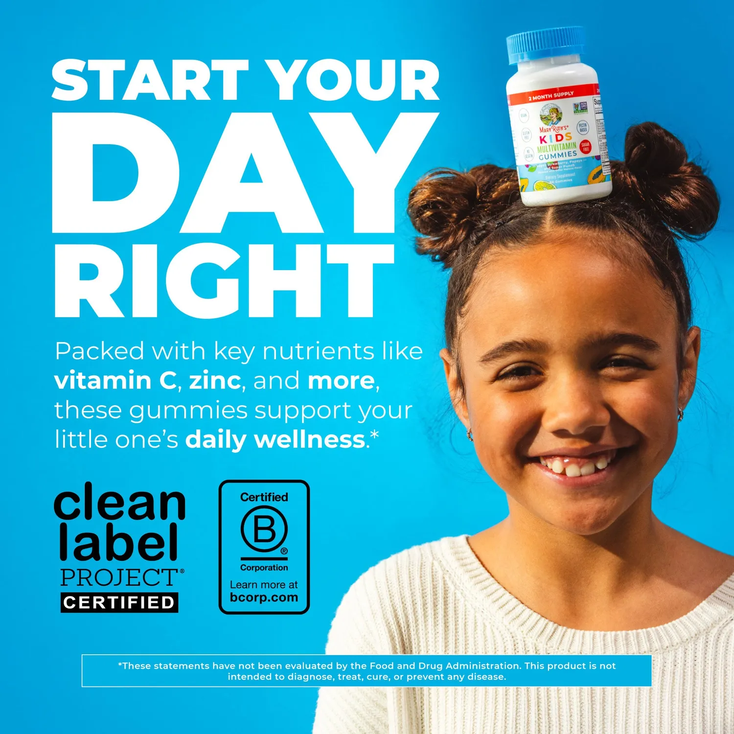 MaryRuth's Kids Multivitamin gummies sukkerfri 1 om dagen med D-vitamin