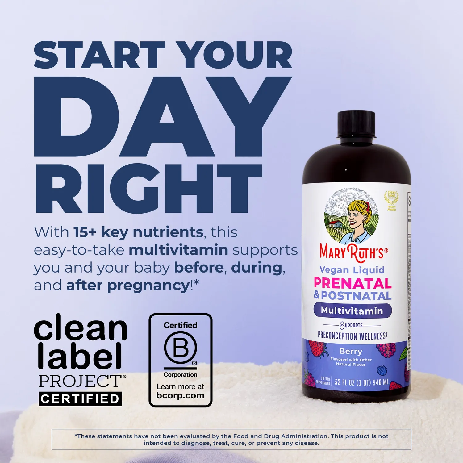 MaryRuth's Prenatal Postnatal multivitamin flytende bær 946 ml