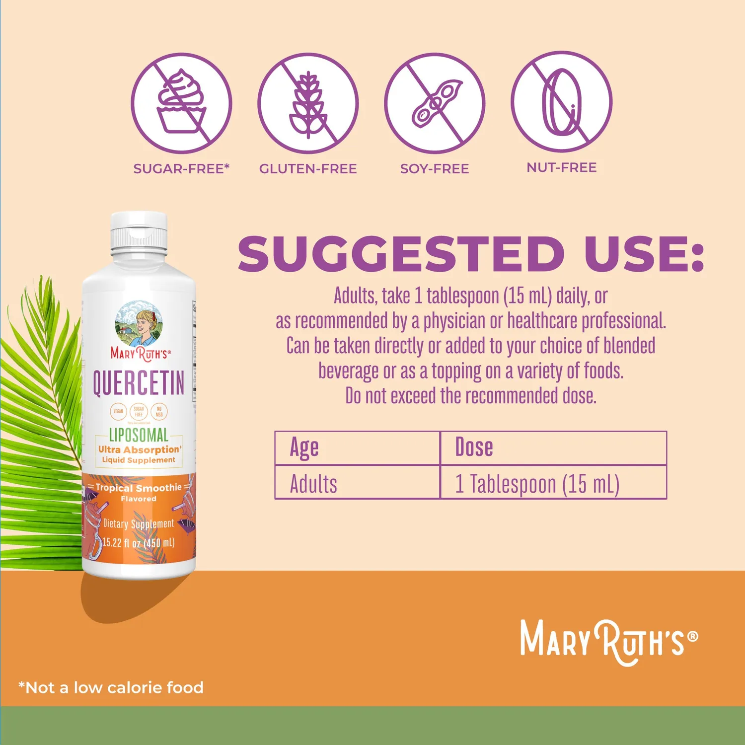 MaryRuth's Quercetin Liposomal tilskudd ananas appelsin