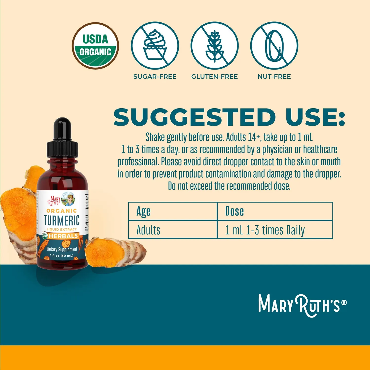 MaryRuth's Organic Turmeric dråper 1 oz