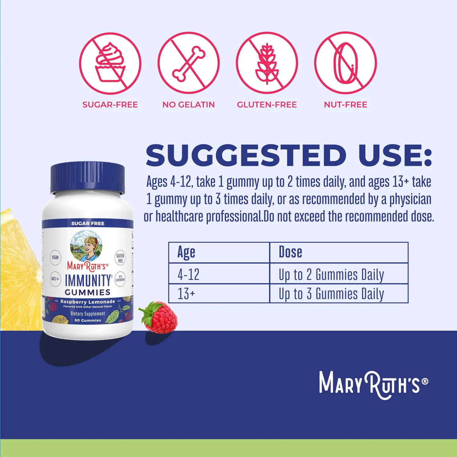 MaryRuth's Immunity Gummies sukkerfri hyllebær sink