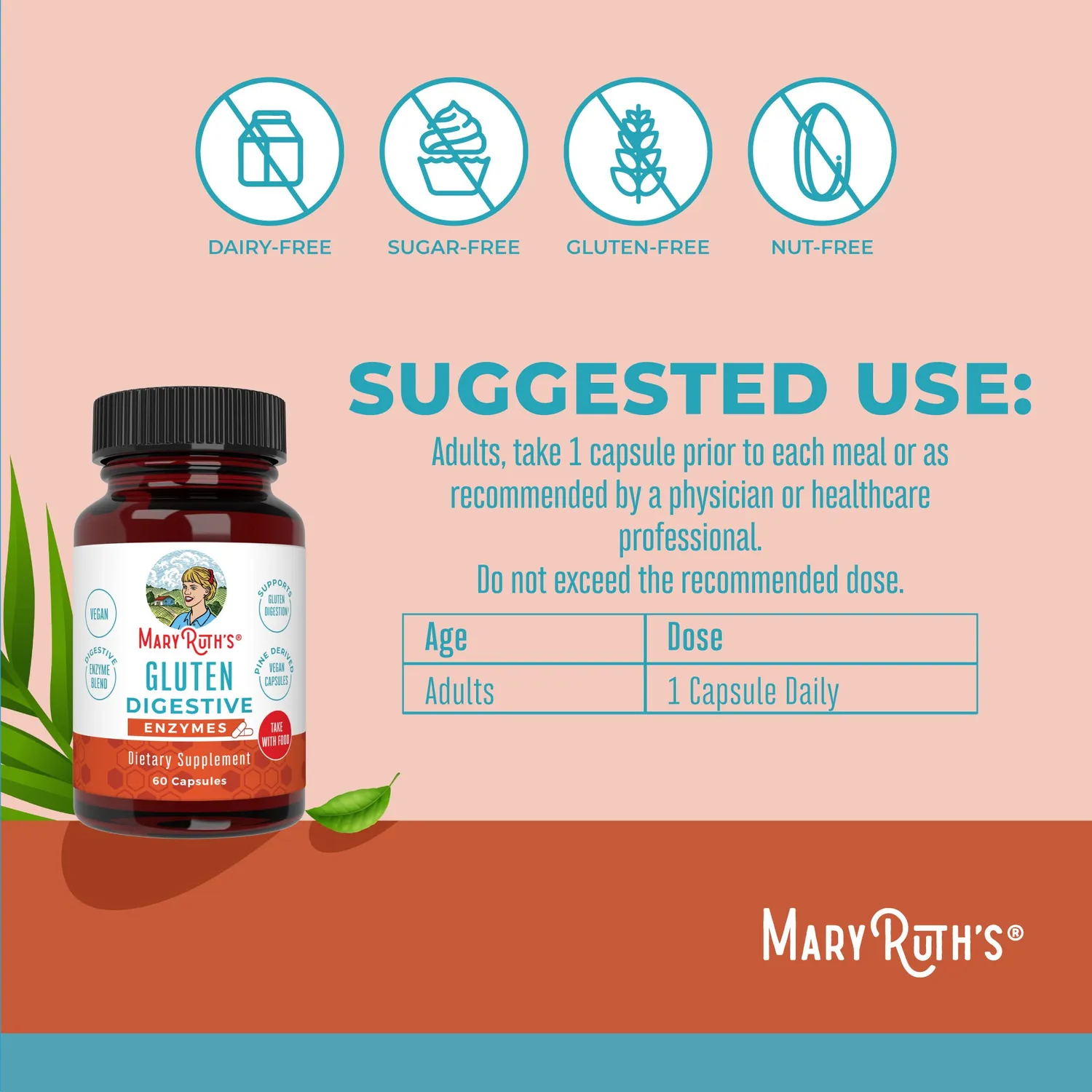 MaryRuth's Gluten Digestive Enzymes kapsler 60 stk