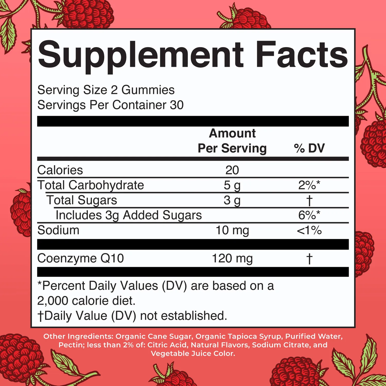 MaryRuth's CoQ10 Gummies bringebær 120 mg hjerte antioksidant