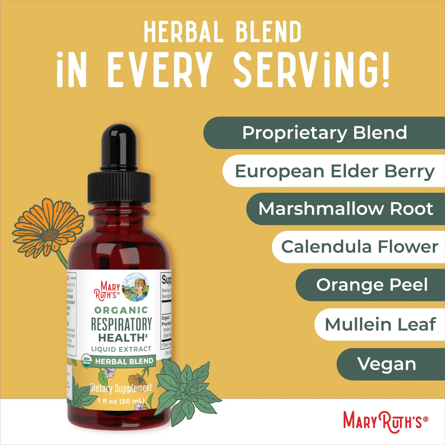 MaryRuth's Organic Respiratory Health Herbal Blend dråper 30 doser