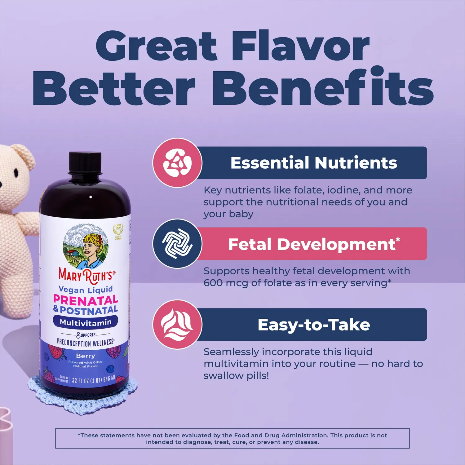 MaryRuth's Prenatal Postnatal multivitamin flytende bær 946 ml