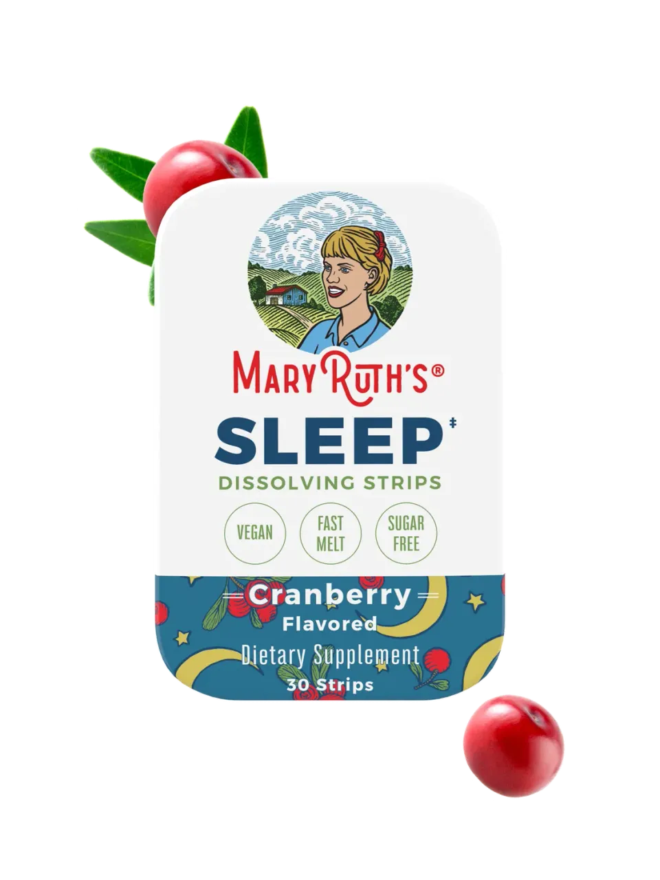 MaryRuth's Sleep Dissolving Strips sovestrips tranebær 30