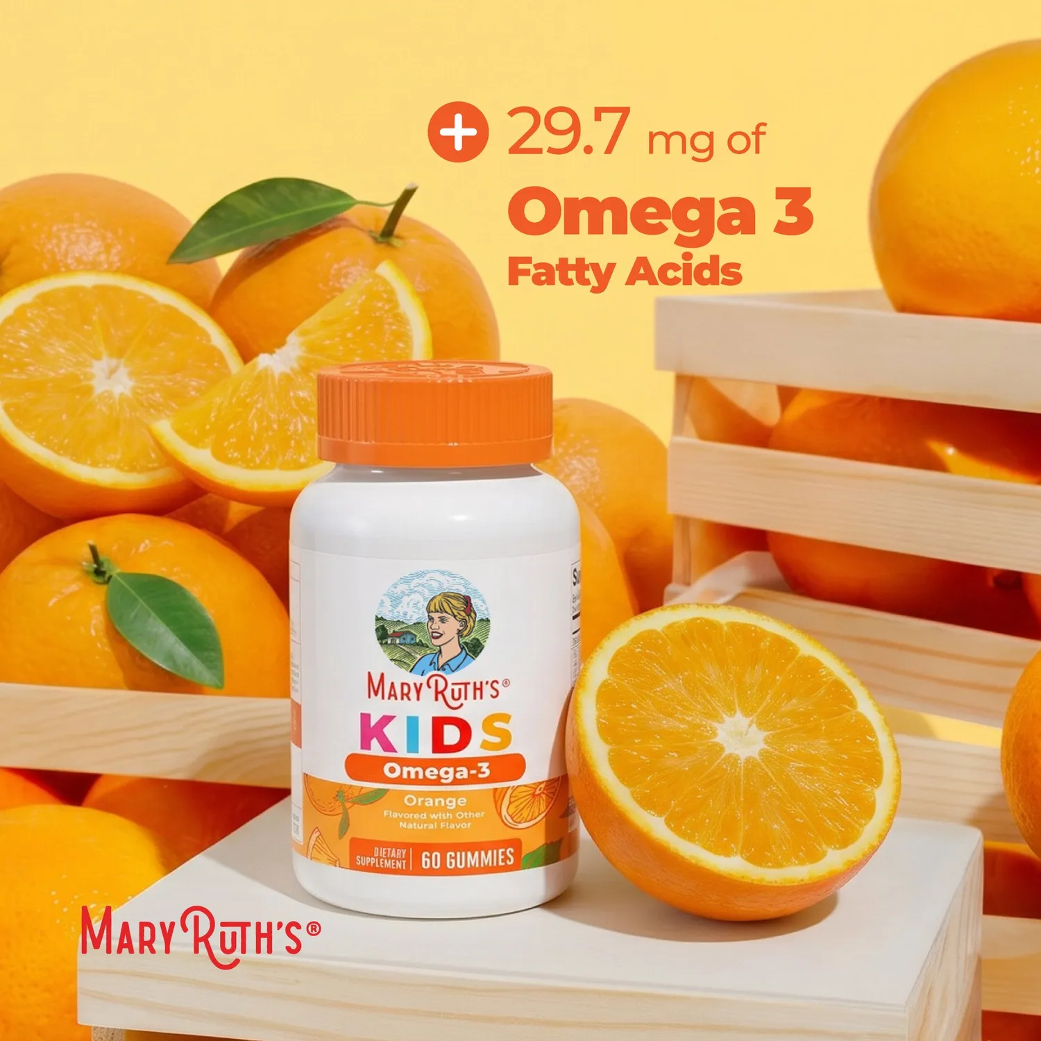 MaryRuth's Kids Omega-3 gummies appelsin 60 stk vegansk