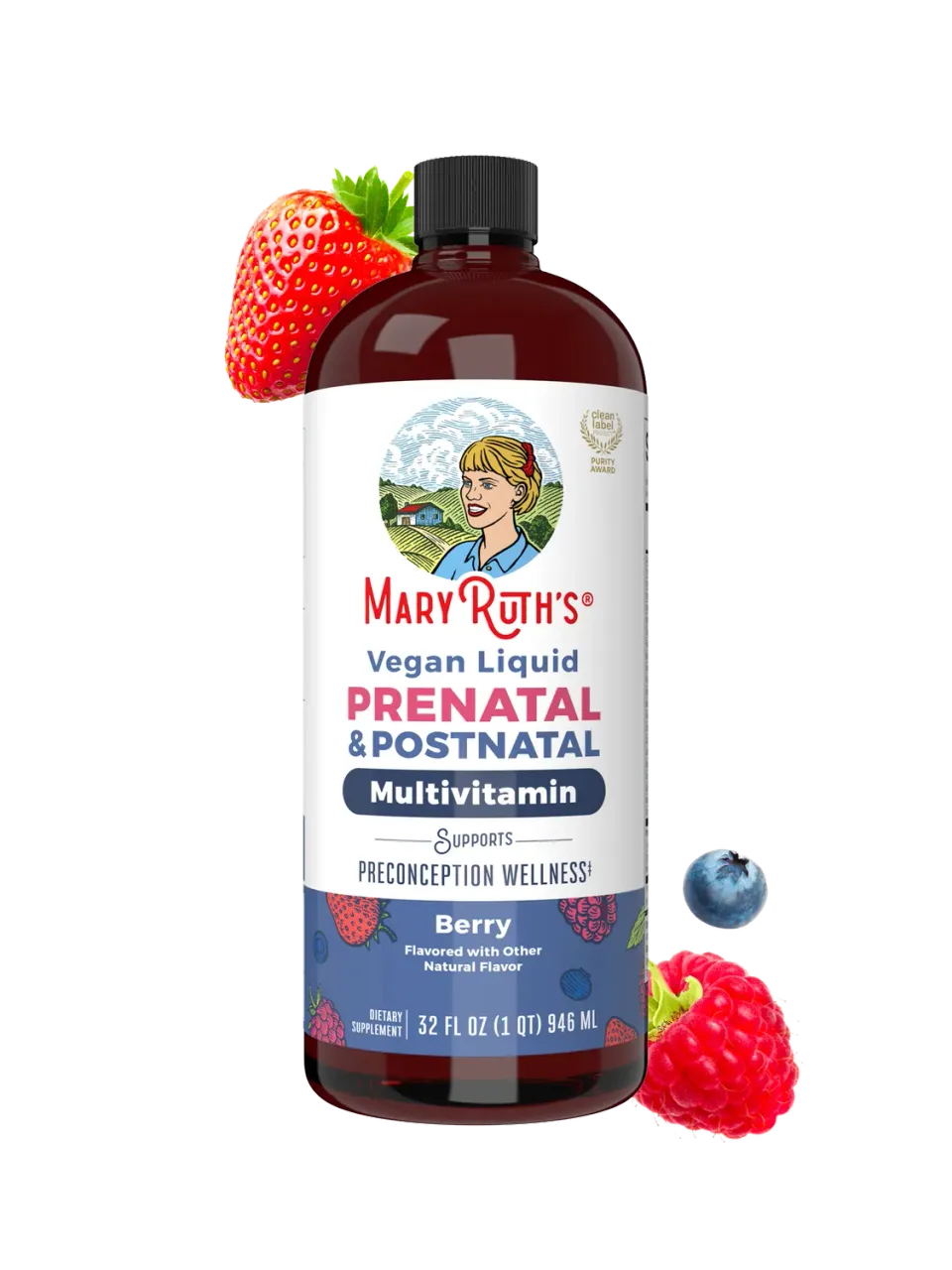 MaryRuth's Prenatal Postnatal multivitamin flytende bær 946 ml