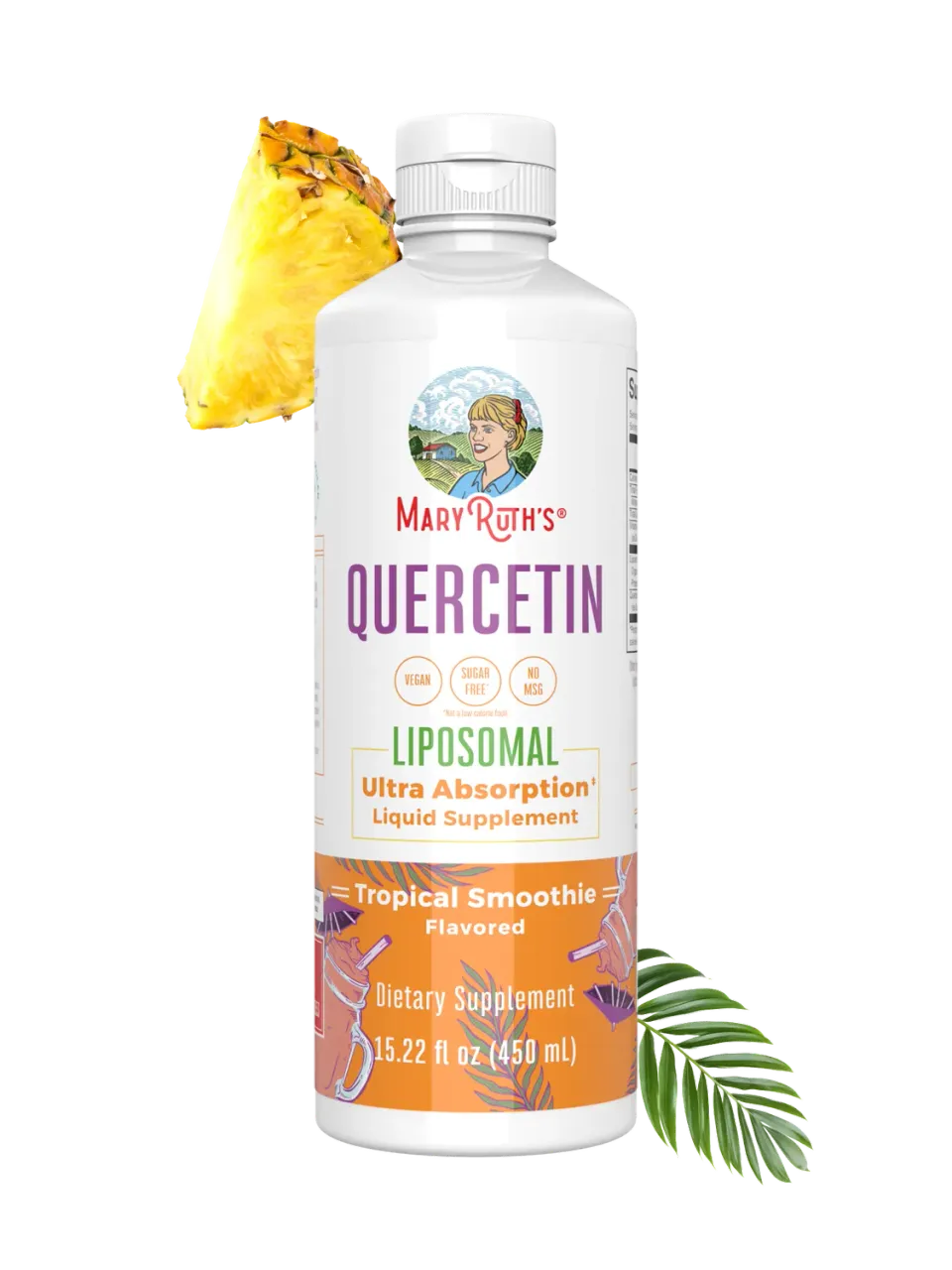 MaryRuth's Quercetin Liposomal tilskudd ananas appelsin